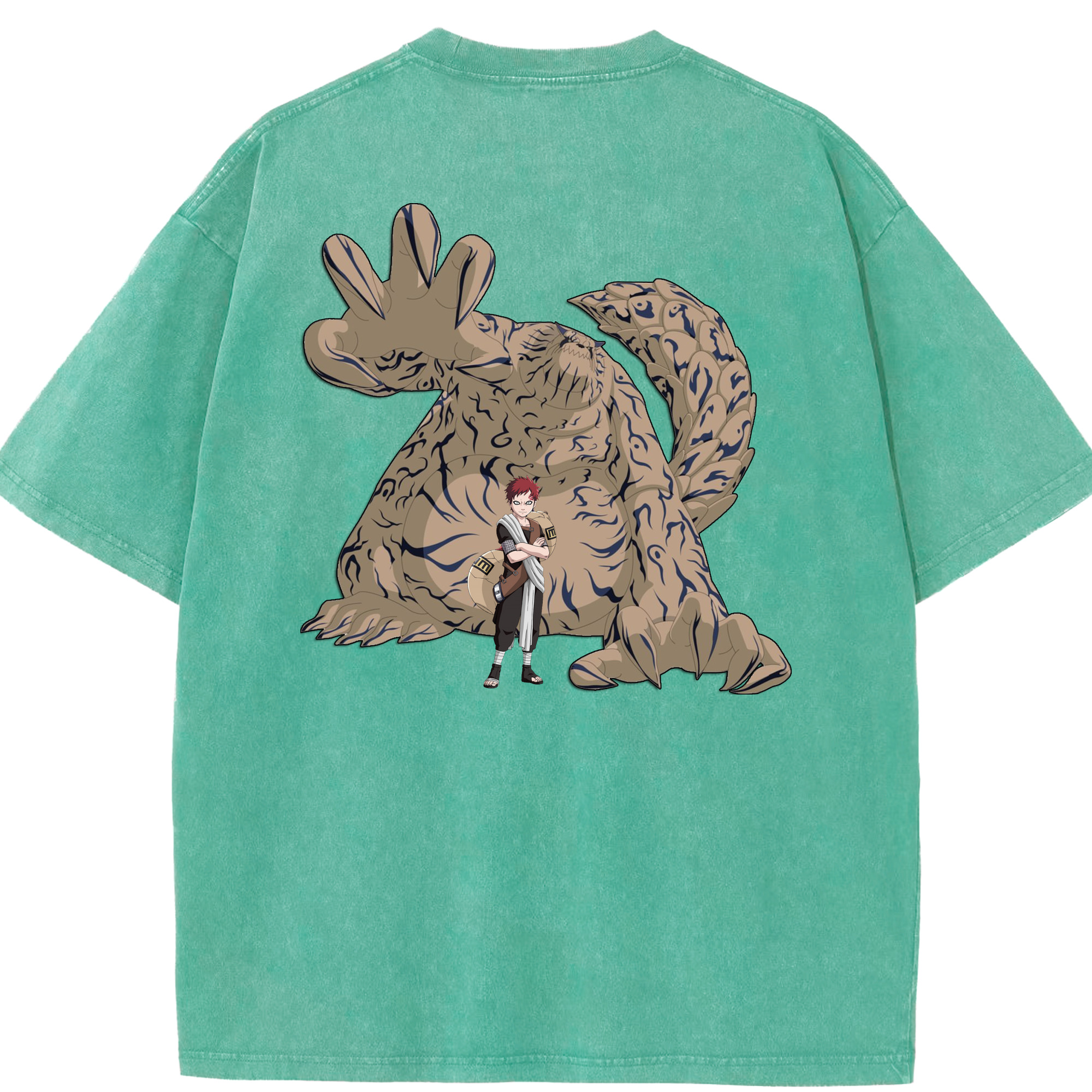 （画像用） NARUTO -ナルト- ガアラ Gaara 綿100% ヴィンテージ風 半袖Tシャツ（背面プリント）